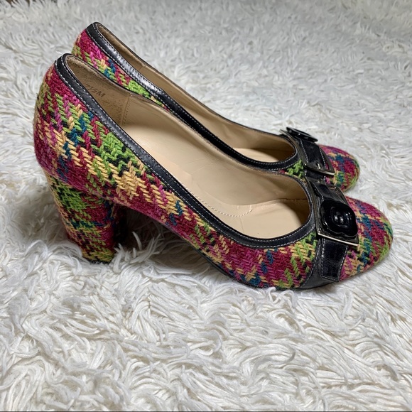 Vero Cuoio Designer Tweed Woven Colorful Heel 7.5 - Picture 5 of 11